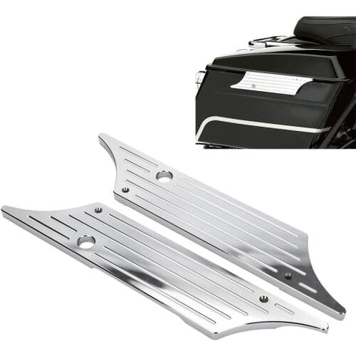 2x Motorcycle Chrome CNC Saddle bag Latch Cover For Harley Electra Glide Road King Tour Glide FLHT FLTR FLHX Touring 1993 - 2013
