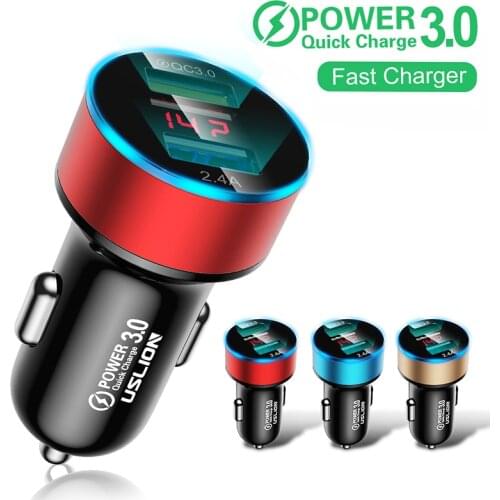 4.8A Dual USB Car Charger With LED Display Universal Mobile Phone Car-Charger for Xiaomi Samsung S8 iPhone 7 8 Plus 11 12 Tablet