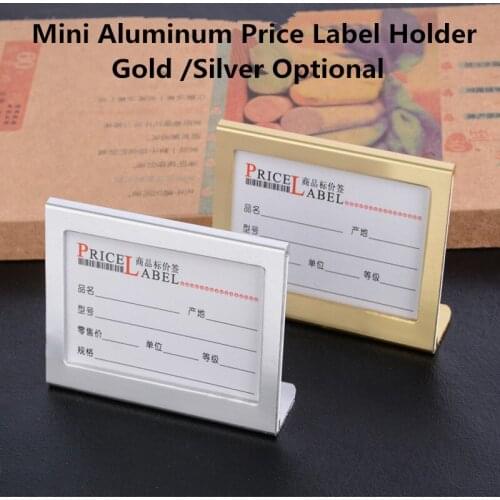 65*53mm Aluminum Mini L Shape Sign Card Holder Display Stand Small Price Label Paper Tag Stand