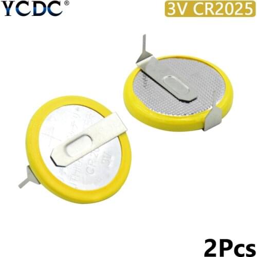 CR2025 Battery With 2 Mounting Pins Button Clock Bateria For E-dictionary Medical 2pcs Coin Cells Calculator Batteries Digital