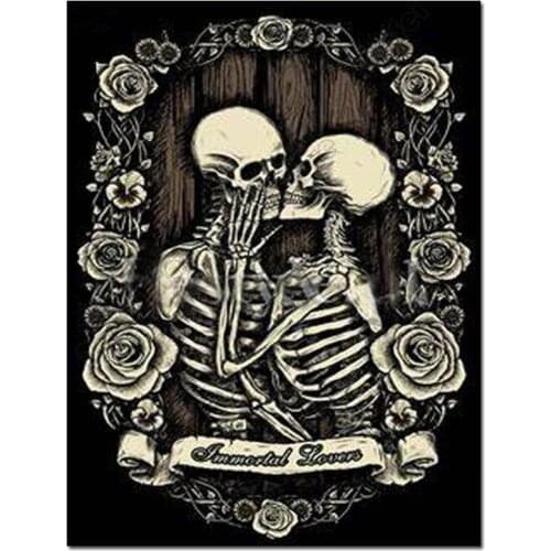 Full square Diamond art 5D DIY Diamond Painting gothic art skull couple 3D Embroidery round rhinestones Cross Stitch Mosaic deco