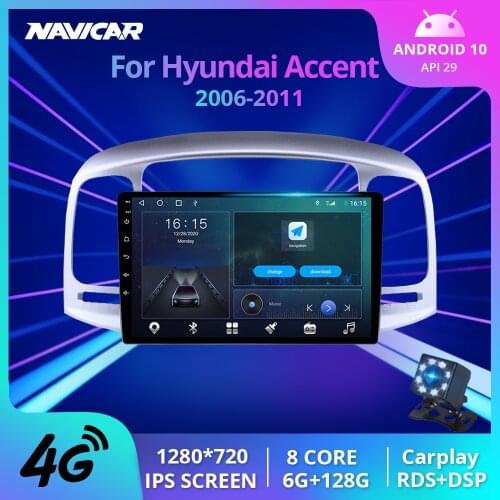 NAVICAR 2Din Android10.0 Car Radio For Hyundai Accent 2006-2011 GPS Navigation Stereo Receiver Auto Radio Bluetooth Player IGO