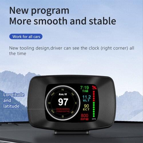 Car P13 HUD Head-up Display OBD2 Fault Code Elimination Car Diagnostic Tool GPS Smart Multifunction Digital Display Fault Alarm