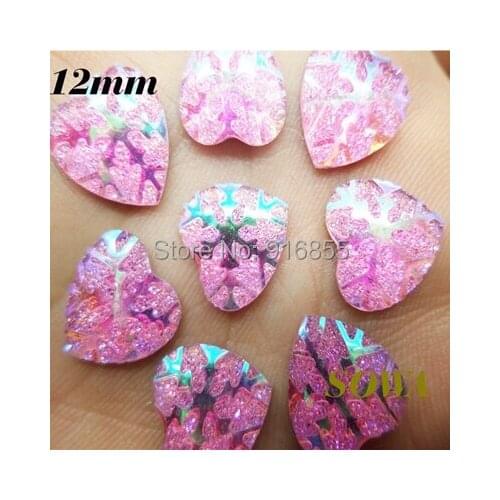 Free shippin NEW DIY PINK COLOR 1000pcs12mm Resin Love Heart stones flatback Scrapbooking for phone/wedding