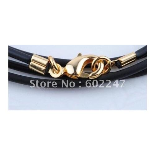 Free Shipping Gold lobster clasp Black Rubber Cord Necklace DIY necklace Thread Findings Wholesales