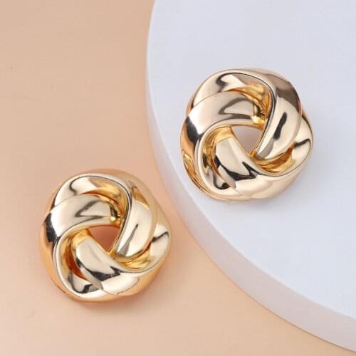 Big Vintage Metal Twisted Stud Earrings For Women Charm Flower Za Sexy Statement Spiral Whirlpool Brincos Jewelry Wholesale