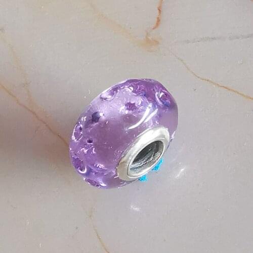 2020 New Spring Charms 925 sterling Silver Wavy Lavender Murano Glass Charm Beads fit Bracelet Necklace DIY for women Jewelry
