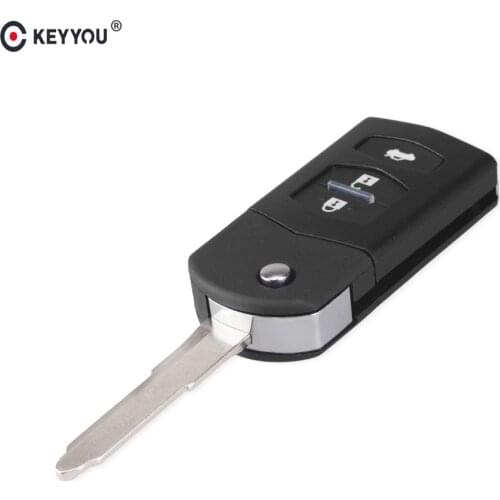 KEYYOU 10pcs/lot 3 Buttons Car Remote Key Shell Case For MAZDA 2 3 5 6 RX8 MX5 Filp Folding Replacement Auto Car Keys Shell