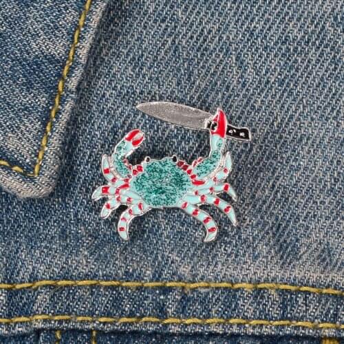 Crab Enamel Pin Custom Sparkling Glitter Brooches for Shirt Lapel Bag Fun Animal Badge Jewelry Gift for Kids Friends