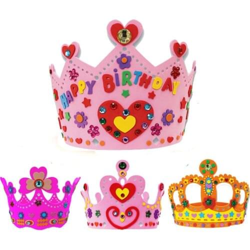 EVA Foam Sequins Crown Creative Flowers Stars Patterns Kindergarten Art DIY Girl Gift Craft Toys for Children Party Decorations