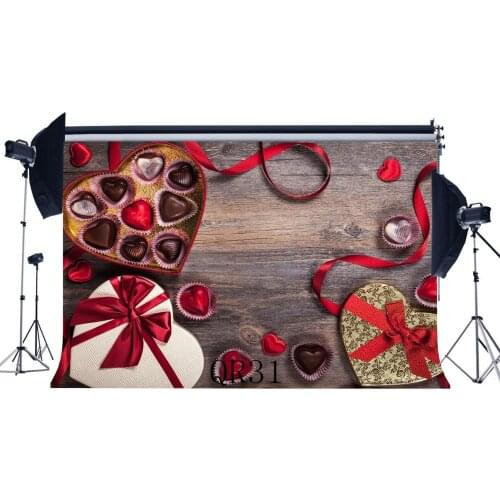 Photography Backdrops Valentines Day Chocolate Heart Gifts Nostalgia Wood Floor Lover Portraits Photo Background