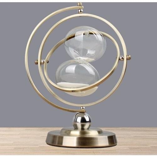 Globe Time Hourglass Desktop Crafts Decor Metal 30 Min Timer Ornaments for Office Home Decoration Birthday Gift