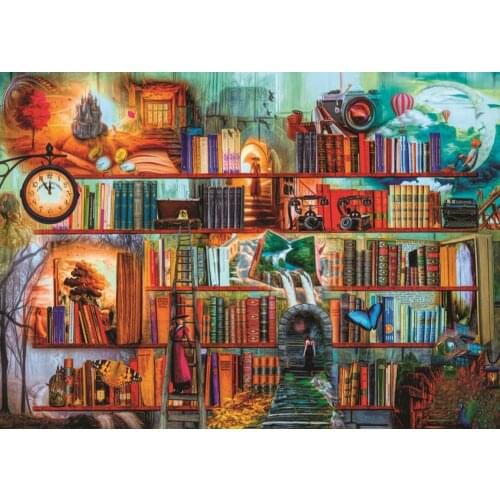 At Jigsaw Puzzle 3000 Pcs Mystery Bookshelf Library For Adult&Kids Toy Educational Entertaintment Landscape Fun Games
