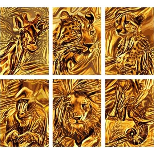 Lion Graffiti Art Poster Golden Animal Prints Office Decoration Painting Indoor Frameless Canvas Painting Bedroom Decoration