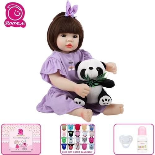 Hoomai Alive Babies Girl Toy Realistic Soft Silicone Reborn Baby Doll 18 Inch Handmade Reborn Boneca Xmas Brinquedos