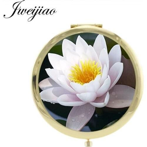 JWEIJIAO Sketch cartoon flowers Round Double Sides make up mirror Beauty Health Gift pocket mirror for girls FL01