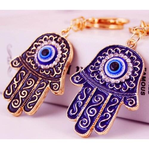 Creative Drip Crafts Palm Car Key Chain Metal Keychains Accessories Evil Eye Pendant