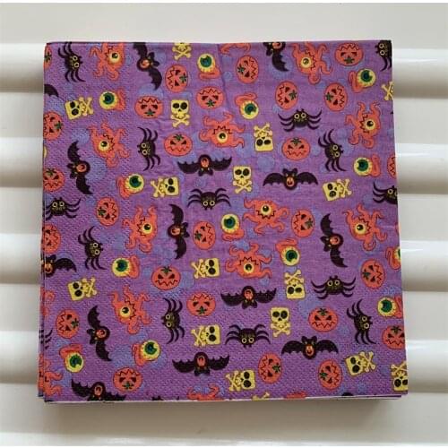 Cute Cartoon napkins paper tissue printed Halloween Witch castle decoupage wedding birthday party decoration cafe drinking mats
