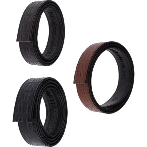 Mens PU Leather Casual Formal Automatic Waist Strap Belt Slide Waistband Replacement without Buckle