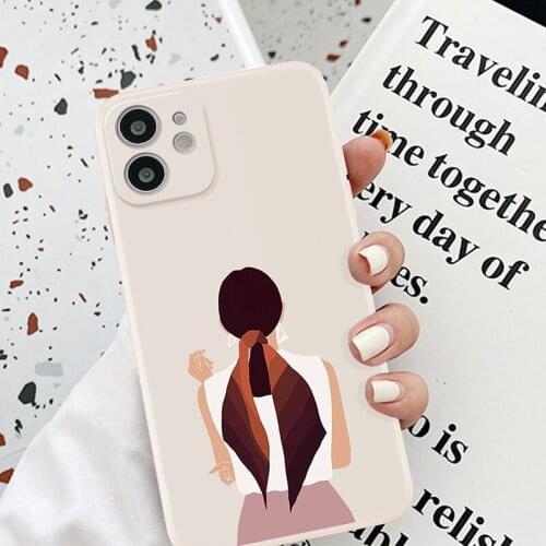 New Soft Phone Case For iPhone 12 Pro Max 11 Pro Max X 7 8 Plus XR XS Max Shell Vintage Girls Printed Pattern Bumper Back Cover
