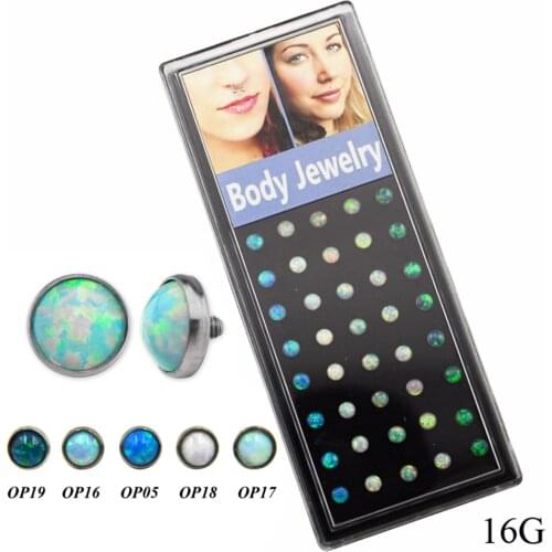 40pcs/box Set G23 Titanium Opal Stone Dermal Tops Piercing Anchor Head Accessories for Internally Threaded Body Piercing Jewelry