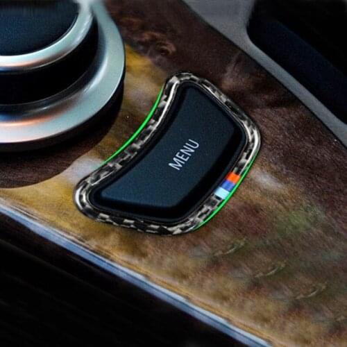 Carbon Fiber Car Center Control MENU Button Frame Cover Sticker Trim For BMW 5 Series E60 E61 2004 2005 2006 2007 2008 2009 2010