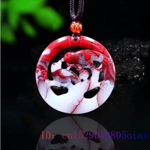 Jade Bird Pendant Jewelry Double sided Natural Necklace Red White Amulet Lovebirds Carved Gifts Fashion Jadeite Charm Chinese