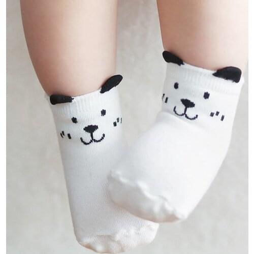 Suitable for 0-4 Years Old Fashion Cute Puppies Baby Socks Cotton Non-slip Socks Boys and Girls Socks