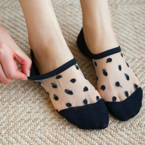 3 Pairs Womens for summer Ultra-thin Polka Dot Spotty Transparent No Show invisible socks Socks