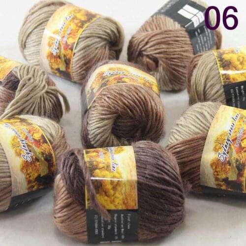 New Sale 8SkeinsX50g Womens Knit Scarves Shawls Rainbows Wool Crocheting Yarn Dark Brown Sand Beige 806