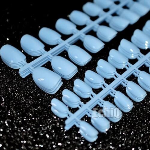 Wholesale 10 sets Round Head Blue Fake Nails Full Cover Simple Beauty Manicure faux ongle False Nail for Office or Salon DIY