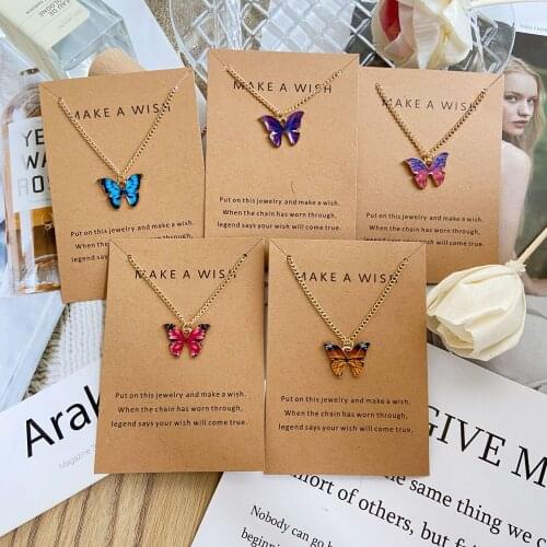 Fashion Bohemian Alloy Butterfly Pendant Necklace Pendant Set Clavicle Chain Necklace Female