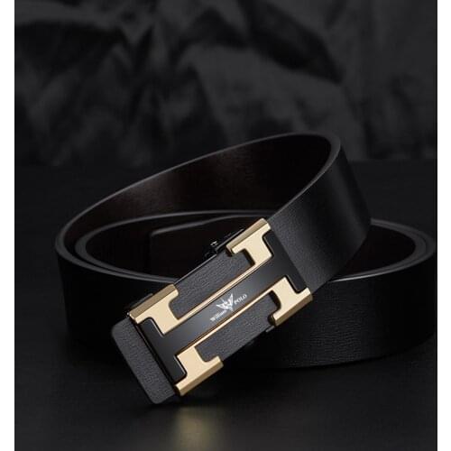 Automatic buckle mens belt high grade brand pants belt leather fashion business belt