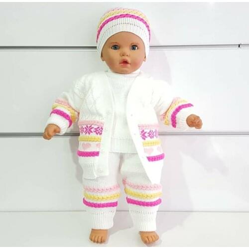 Knitwear 4 Pcs Baby Girl Knitting Baby Set Autumn Winter Newborn Infant Suit Hoodie Set Jumper Sweatshirts + Pants cotton