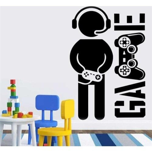 Game wall sticker for kids rooms decoration playroom decor joystick Vinyl decal teen boy room decor gamer video home decor HY244