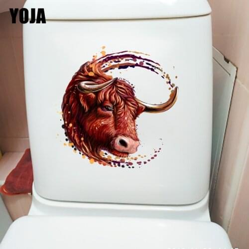 YOJA 22.6×22.3CM Classic Cow Head Wall Stickers Mural Personality Bathroom Toilet Decoration T1-2843