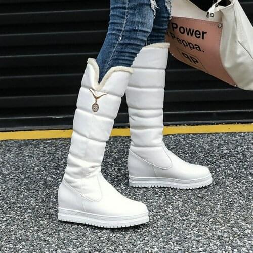Women Winter Warm Snow Boots Platform Flat with Ladies Knee High Boots Warm Plush Women Shoes Slip on Female Shoes Big Size 43