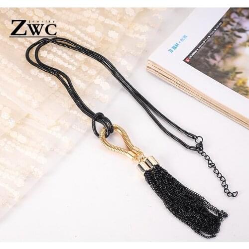 ZWC 2019 New Arrival Female Pendant Necklace For Woman Tassel Long Winter Summer Metal Chain Necklace Necklace Wholesale Sales