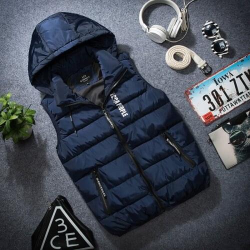 Winter Waistcoat Men Sleeveless Jacket High Quality Plush Thickening Men Down Mens Warm Thick Hooded Coats Male Work Vests