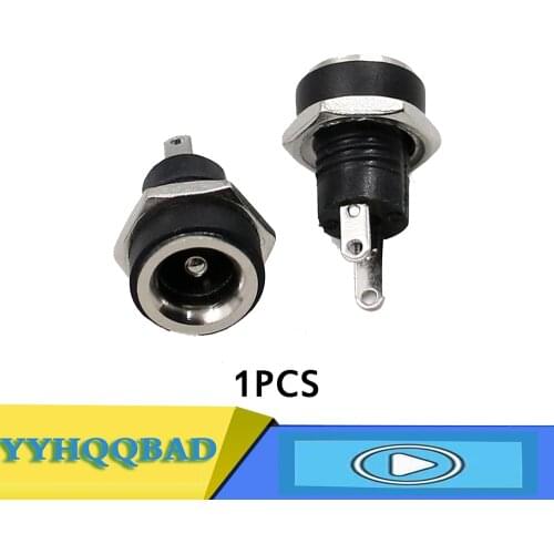 12V For DC Power Supply Jack Socket Female Panel Mount Connector 5.5mm 2.1mm Plug Adapter 2 Terminal Types 5.5*2.1