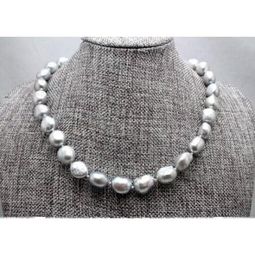 18INCH 11-12 mm SOUTH SEA BAROQUE GREY PEARL NECKLACE