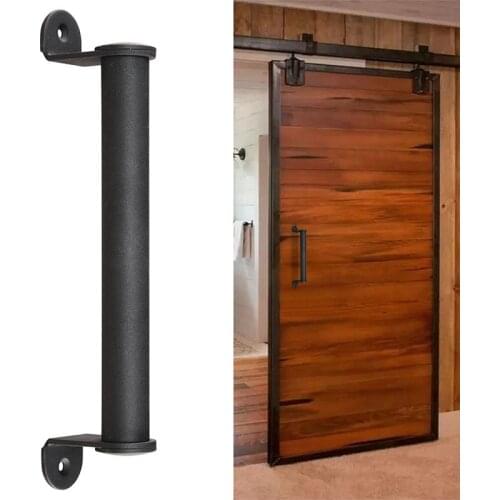 2Pcs Black Carbon Steel Sliding Barn Door Pull Handle for Sliding Barn Door Garden Gates Garages Hardware Kit