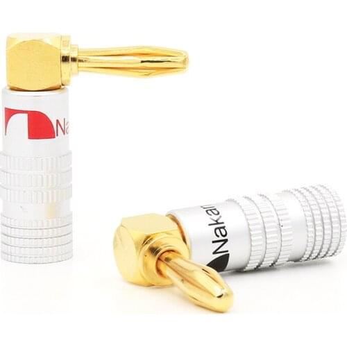 4pcs 24K Gold Plated 90 Degree Angel 4mm Banana Plug Speaker Connector