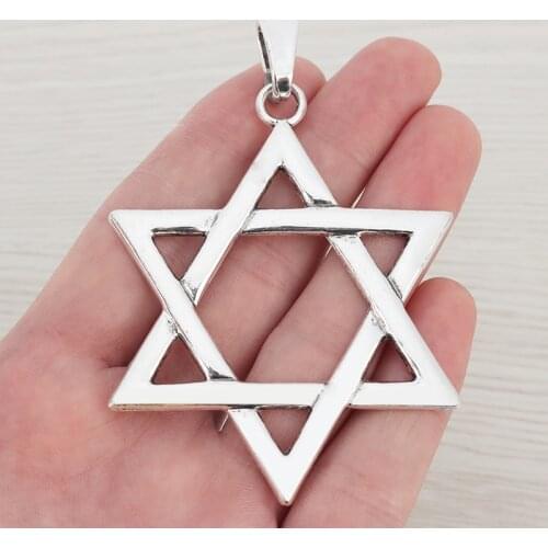 5 x Large Tibetan Silver Star of David Charms Pendants for Necklace Jewelry Making 87x60mm