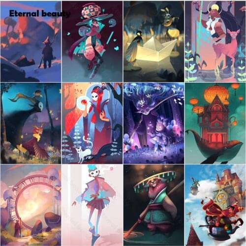 5D Diy Diamond Painting Animation Style Filter Sky Castle Mosaic Art Painting Full Diamond Embroidery Pictures of Rhinestones