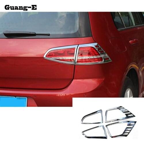 Car Rear Tail Back Light Lamp Detector Frame Stick Chrome ABS Trim Hoods 4pcs For VW Volkswagen Golf7 Golf 7 2014 2015 2016 2017