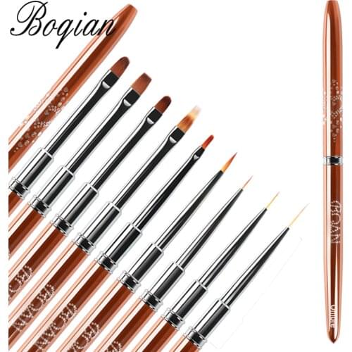 BQAN Rose Gold Handle Nail Brush Nail Brush Liner Painting Pen Acrylic Drawing Brush for Nails UV Gel Nail Art Tool Nail Pen