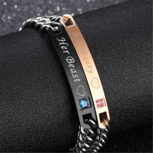 Stainless Steel Titanium C-shaped BanglesCuff Bracelet for Women Men Letter Personality lettering Lovers Bangle