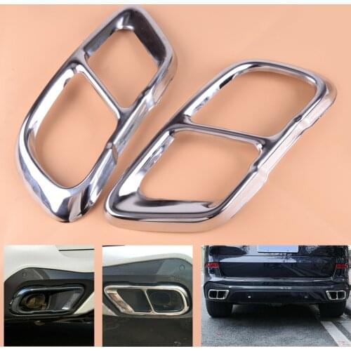 DWCX 2Pcs Silver Stainless Steel Rear Left Right Exhaust Muffler Tail Pipe Cover Trim Fit for BMW X5 X7 G05 2019