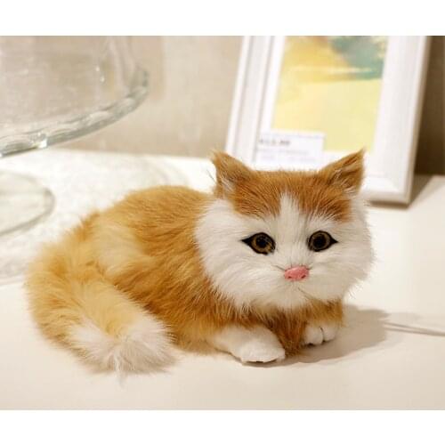 Simulation Stuffed Plush Animals Sound Cat Cute Lovely White Car Decoration Birthday Gift for Girls Children Popular Toys AA50MR